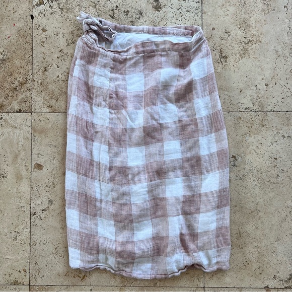 Anthro Heartloom Bently Red Pink Gingham Plaid High Waist Skirt Tie Coverup S - Picture 6 of 8